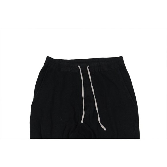 Rick Owens Men Cropped Pants Medium Black Cotton Drop Crotch Drawstring Trousers - Picture 6 of 10